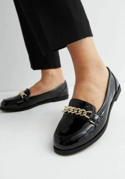 Wide Fit Patent Chain- Scarpe Senza Lacci - Black