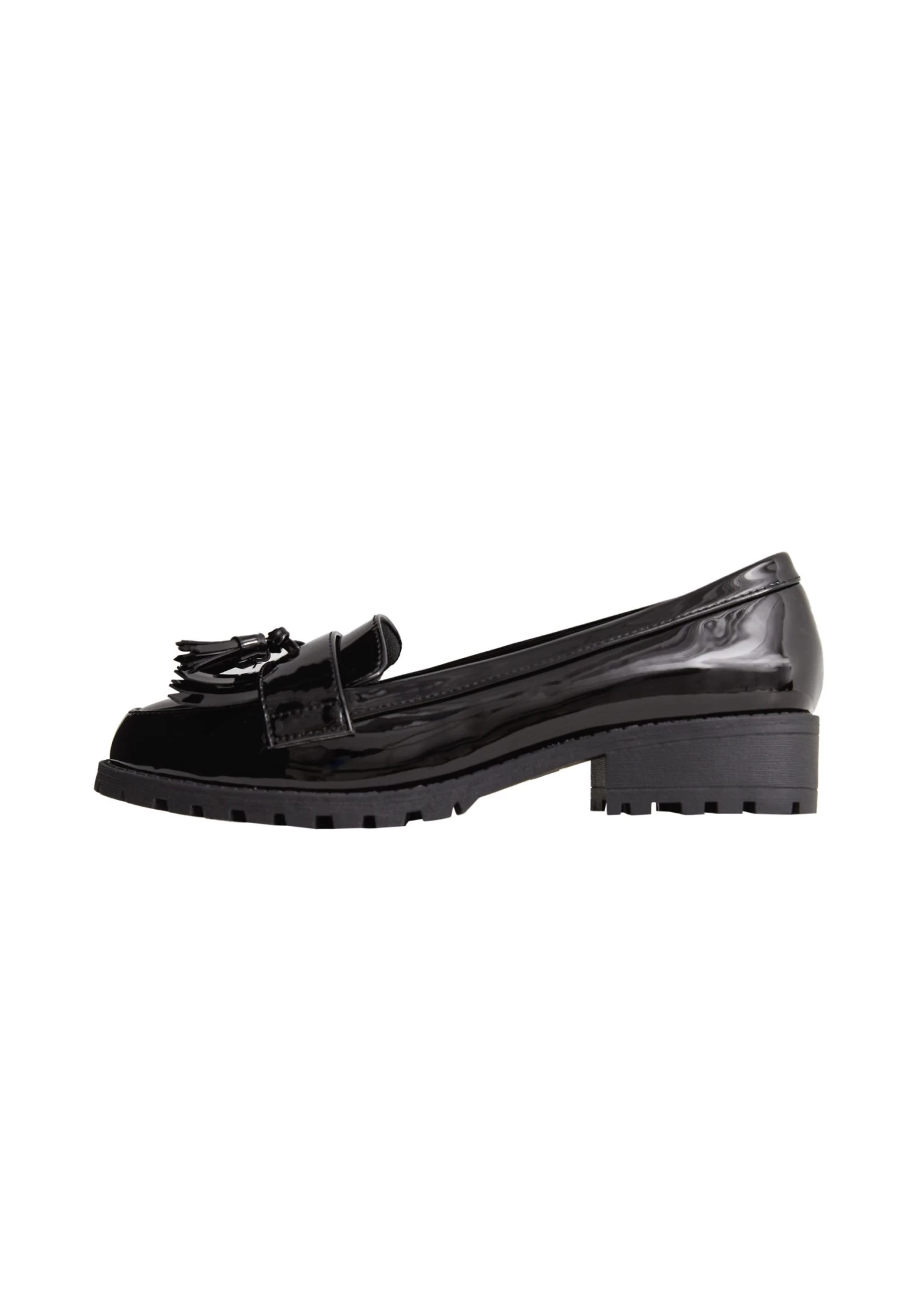 Wide Fit Patent Chunky Fringe Loafers - Scarpe Senza Lacci - Black - immagine 2