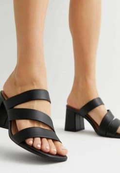 Wide Fit Asymmetric Block - Ciabattine - Black